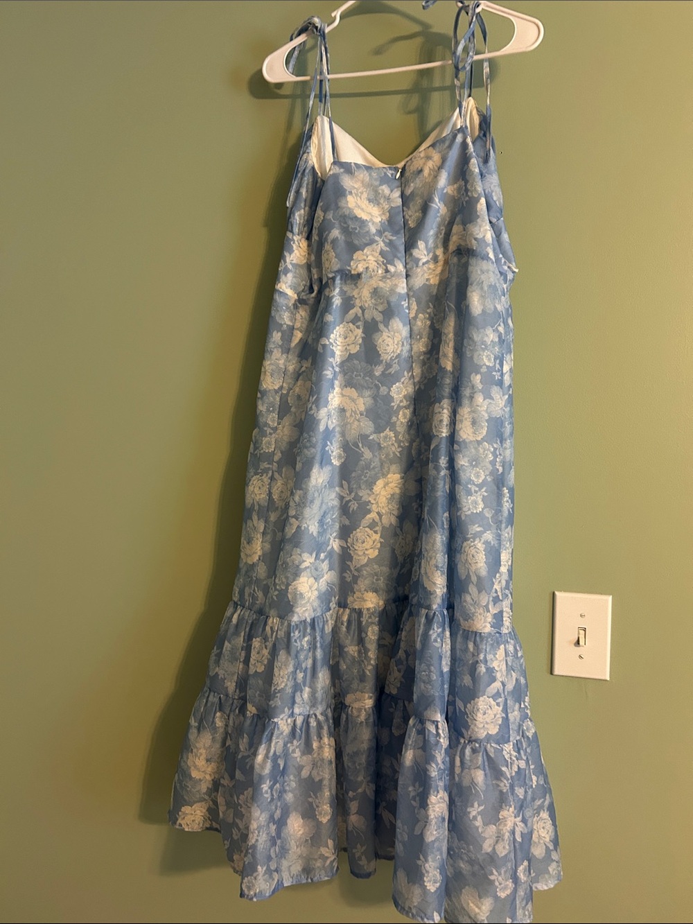 Altar’d state Esther Blue Floral Midi Tie-Shoulder Women’s Dress - Picture 3 of 4